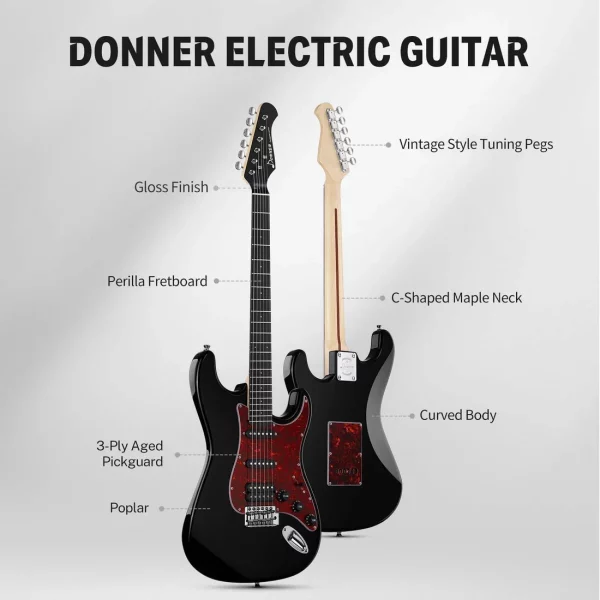 dan guitar dien donner dst 200 hss purpleheart fingerboard 6